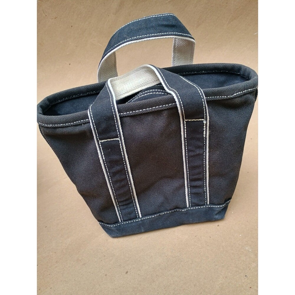 Lands End Small Canvas Tote Bag Dark Gray Zip Top Casual Everyday Carry